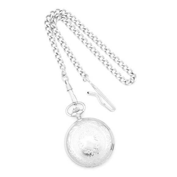 Charles Hubert Chrome-Finish White Dial with Three Hands Pocket Watch - Picture 8 of 11